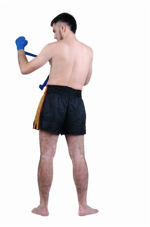 simsearch:400-05351045,k - boxer in shorts.  Rear view. Isolated over white. Stock Photo - Budget Royalty-Free & Subscription, Code: 400-04908316