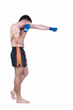 simsearch:400-07036748,k - Muay Thai  fighter . Isolated over white background. Foto de stock - Royalty-Free Super Valor e Assinatura, Número: 400-04908317