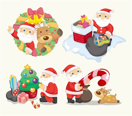 simsearch:400-05735543,k - cute cartoon Christmas Holiday,santa, Photographie de stock - Aubaine LD & Abonnement, Code: 400-04908489