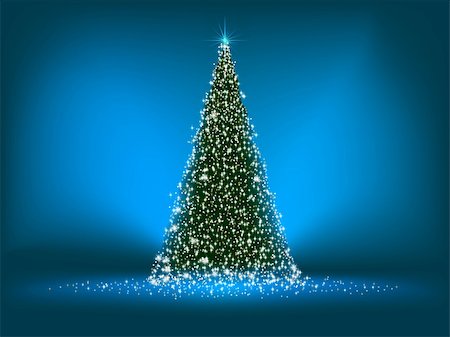 Abstract green christmas tree on blue background. EPS 8 vector file included Stock Photo - Budget Royalty-Free & Subscription, Code: 400-04908507