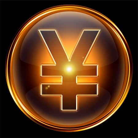 financial highlights - Yen icon golden, isolated on black background Stock Photo - Budget Royalty-Free & Subscription, Code: 400-04908579