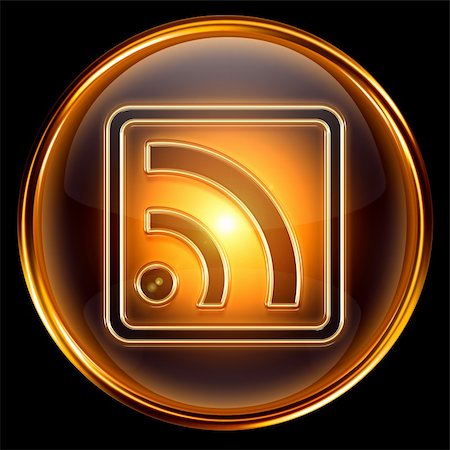 simsearch:400-07570955,k - WI-FI icon golden, isolated on black background. Stock Photo - Budget Royalty-Free & Subscription, Code: 400-04908594