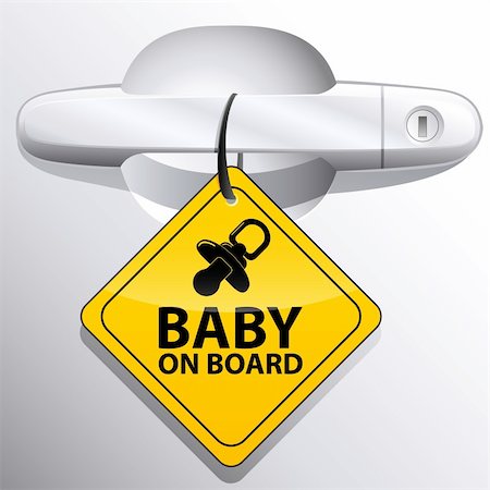 car door handle and baby on board sign Stock Photo - Budget Royalty-Free & Subscription, Code: 400-04908607