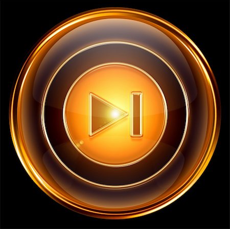 Rewind Forward icon gold, isolated on black background Stock Photo - Budget Royalty-Free & Subscription, Code: 400-04908608