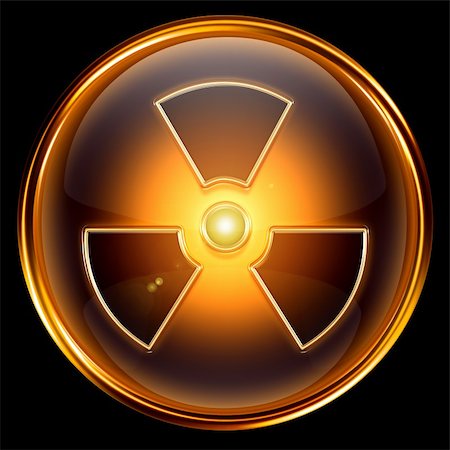 simsearch:400-05233482,k - Radioactive icon golden, isolated on black background. Foto de stock - Super Valor sin royalties y Suscripción, Código: 400-04908634