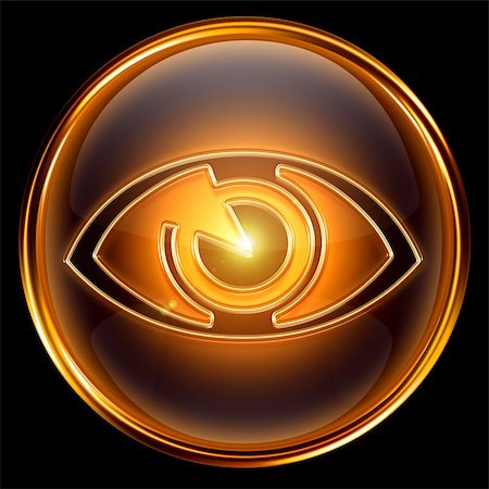 simsearch:400-07624282,k - eye icon golden, isolated on black background. Stockbilder - Microstock & Abonnement, Bildnummer: 400-04908630