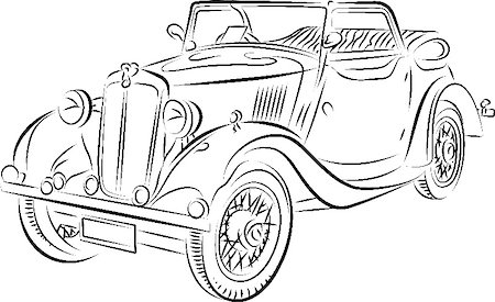 Drawing of the retro car, vector illustration Photographie de stock - Aubaine LD & Abonnement, Code: 400-04908944