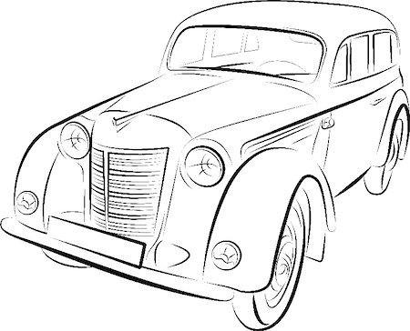 Drawing of the retro car, vector illustration Photographie de stock - Aubaine LD & Abonnement, Code: 400-04908962
