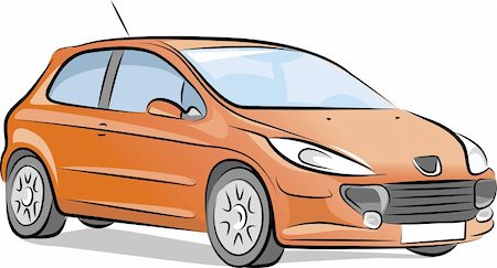 Dessin de la voiture rouge, vecteur illustration Photographie de stock - Aubaine LD & Abonnement, Code: 400-04908977