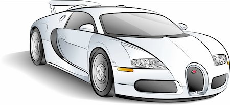 Drawing of the white expensive car, vector illustration Photographie de stock - Aubaine LD & Abonnement, Code: 400-04908996