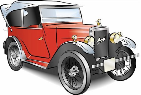 Drawing of the retro red car, vector illustration Photographie de stock - Aubaine LD & Abonnement, Code: 400-04908990