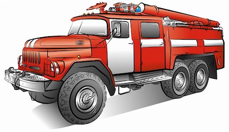 Drawing of the russian color fire-engine, vector illustration Photographie de stock - Aubaine LD & Abonnement, Code: 400-04909005