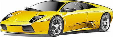Drawing of the yellow expensive car, vector illustration Photographie de stock - Aubaine LD & Abonnement, Code: 400-04909000