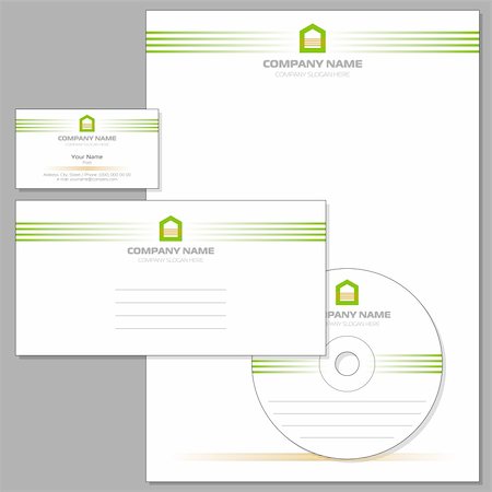 Vector Set of Corporate identity (Envelope, Visiting card, Headed note-paper, CD) Photographie de stock - Aubaine LD & Abonnement, Code: 400-04909016