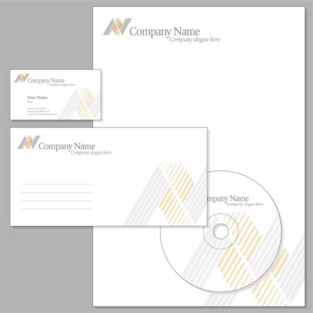 Vector Set of Corporate identity (Envelope, Visiting card, Headed note-paper, CD) Photographie de stock - Aubaine LD & Abonnement, Code: 400-04909018