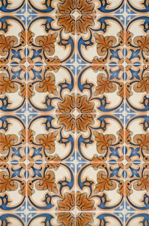 designer of interior decoration - Detail of Portuguese glazed tiles. Stock Photo - Budget Royalty-Free & Subscription, Code: 400-04909082