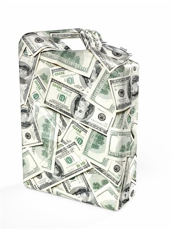 fuel container - Gas canister made from dollar bills isolated on white background Stock Photo - Budget Royalty-Free & Subscription, Code: 400-04909126