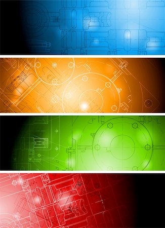 engineer background - The engineering drawing on vibrant banners. Eps 10 vector Stock Photo - Budget Royalty-Free & Subscription, Code: 400-04909237