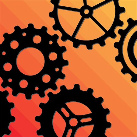 simsearch:400-04612231,k - Five different black gear wheels on an orange background Stockbilder - Microstock & Abonnement, Bildnummer: 400-04909318