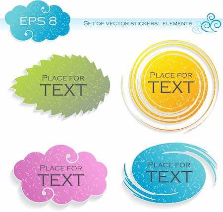 simsearch:400-04378593,k - Four elements (stickers). Vector Illustration. Photographie de stock - Aubaine LD & Abonnement, Code: 400-04909373