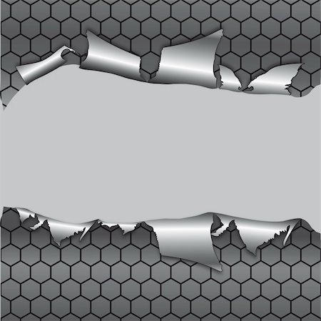 Hexagon metallic background, hole in the metal paper. Vector illustration Stock Photo - Budget Royalty-Free & Subscription, Code: 400-04909478