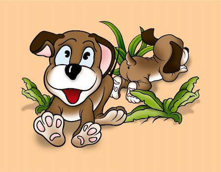 simsearch:400-04907025,k - Puppy Dogs - Cartoon Background Illustration, Bitmap Photographie de stock - Aubaine LD & Abonnement, Code: 400-04909515
