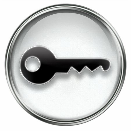 Key icon grey, isolated on white background Stock Photo - Budget Royalty-Free & Subscription, Code: 400-04909605