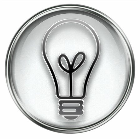 Light Bulb Icon grey, isolated on white background Stock Photo - Budget Royalty-Free & Subscription, Code: 400-04909602