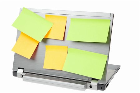 simsearch:400-04122568,k - Laptop notebook isolated on white with postits on it Fotografie stock - Microstock e Abbonamento, Codice: 400-04909809