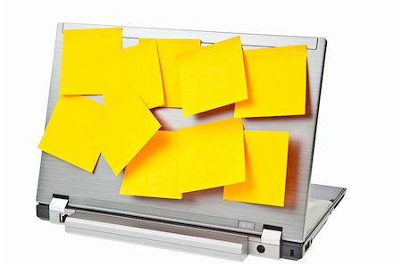 simsearch:400-04971966,k - Laptop notebook isolated on white with postits on it Stock Photo - Budget Royalty-Free & Subscription, Code: 400-04909810
