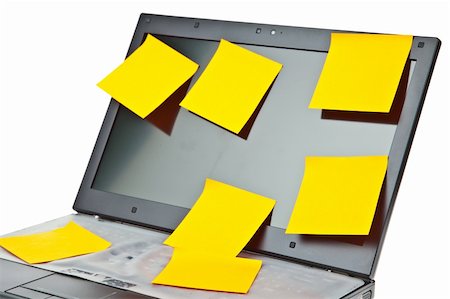 simsearch:400-04237414,k - Laptop notebook isolated on white with postits on it Photographie de stock - Aubaine LD & Abonnement, Code: 400-04909811