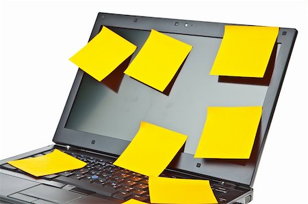 simsearch:400-04122568,k - Laptop notebook isolated on white with postits on it Fotografie stock - Microstock e Abbonamento, Codice: 400-04909812