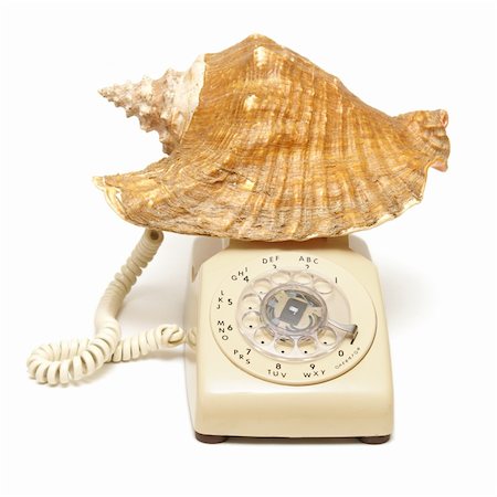 A conceptual shell phone great for booking vacations or just a day at the beach. Stock Photo - Budget Royalty-Free & Subscription, Code: 400-04900240