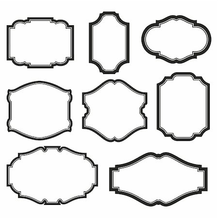 frame vector ornate - baroque simple set of black frames isolated on white Stock Photo - Budget Royalty-Free & Subscription, Code: 400-04900403