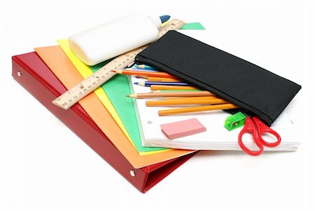 An isolated group of various school supplies. Stock Photo - Budget Royalty-Free & Subscription, Code: 400-04900491
