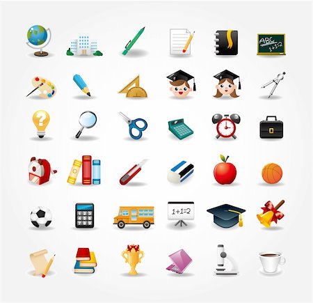 school bag pen - set of school icons,back to school button Stock Photo - Budget Royalty-Free & Subscription, Code: 400-04900644