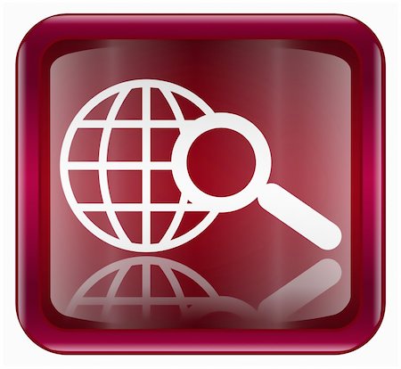 globe and magnifier icon dark red, isolated on white background Stock Photo - Budget Royalty-Free & Subscription, Code: 400-04900818