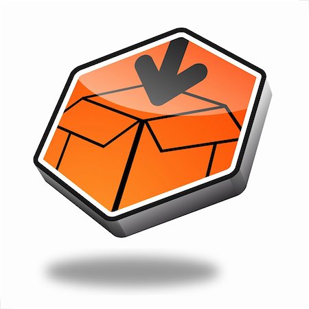 orange packaging button with perspective, symbol for transportation and shopping Stock Photo - Budget Royalty-Free & Subscription, Code: 400-04900862