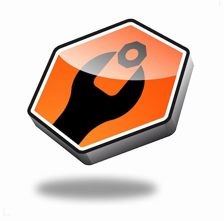 orange maintenance button with perspective Stock Photo - Budget Royalty-Free & Subscription, Code: 400-04900863