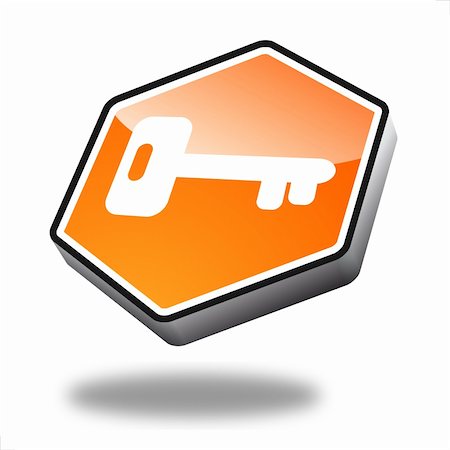 orange key button with perspective, symbol for security Stock Photo - Budget Royalty-Free & Subscription, Code: 400-04900871