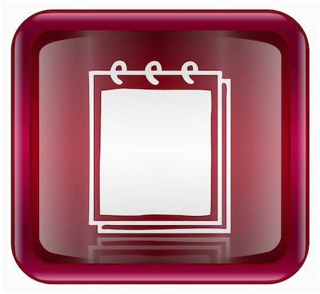 simsearch:400-05350670,k - Notebook icon red, isolated on white background Photographie de stock - Aubaine LD & Abonnement, Code: 400-04900930