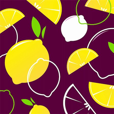 simsearch:400-04423984,k - Fresh stylized Fruit - Lemon slices. Vector Background. Foto de stock - Royalty-Free Super Valor e Assinatura, Número: 400-04900972