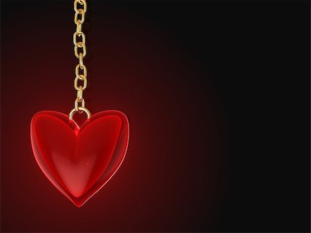 simsearch:400-04833598,k - abstract 3d illustration of red glass heart with golden chain, over dark background Foto de stock - Super Valor sin royalties y Suscripción, Código: 400-04901376