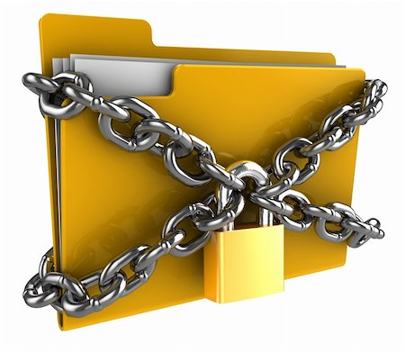 3d illustration of folde locked by chains isolated over white Stock Photo - Budget Royalty-Free & Subscription, Code: 400-04901370