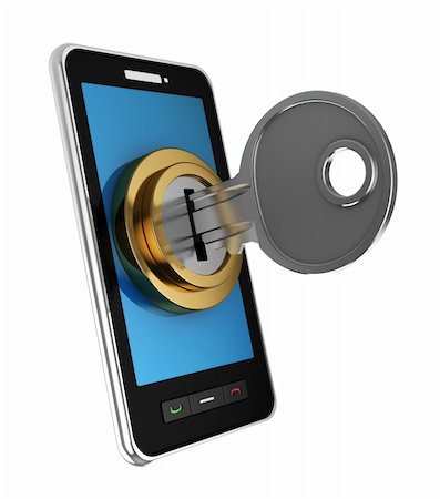 simsearch:400-04243184,k - 3d illustration of mobile phone locked with key Foto de stock - Super Valor sin royalties y Suscripción, Código: 400-04901389