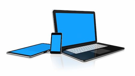 simsearch:400-08020715,k - 3D laptop, mobile phone and digital tablet pc computer - isolated on white with clipping path Stockbilder - Microstock & Abonnement, Bildnummer: 400-04901695