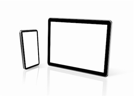 3D mobile phone and digital tablet pc computer isolated on white Stock Photo - Budget Royalty-Free & Subscription, Code: 400-04901702