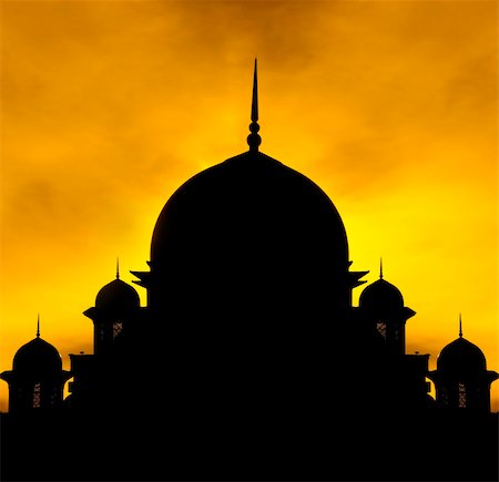 Silhouette of a mosque in sunset. Stock Photo - Budget Royalty-Free & Subscription, Code: 400-04901827