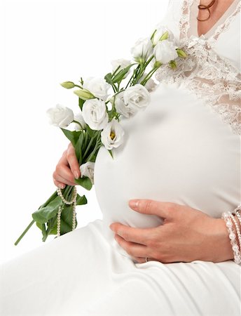 simsearch:400-07892376,k - pregnant woman caressing her belly over white background Foto de stock - Royalty-Free Super Valor e Assinatura, Número: 400-04901851