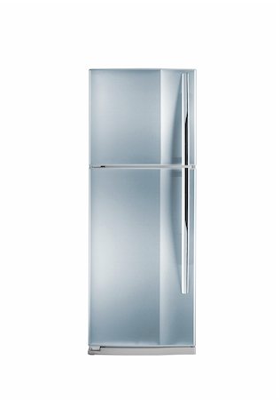 stainless refrigerator - clipping path of the double door freezer Stock Photo - Budget Royalty-Free & Subscription, Code: 400-04902379